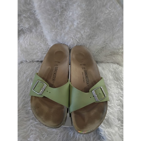 Birkenstock Shoes - Birkenstock‎ Arizona Sandals Light Green Leather Buckle Comfort Size 41